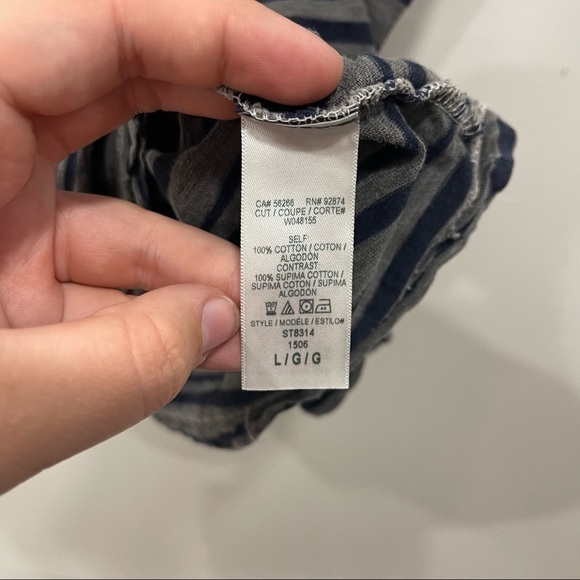 Splendid Short Sleeve Crewneck Stripe Tee Top T-Shirt Large Blue Grey - Picture 5 of 7